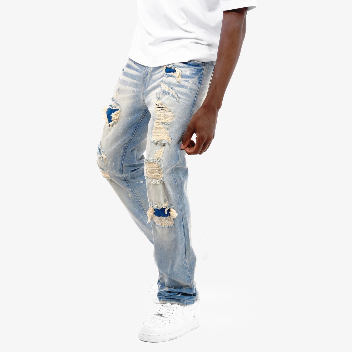 Copper Rivet Distressed Jeans - Ripped
