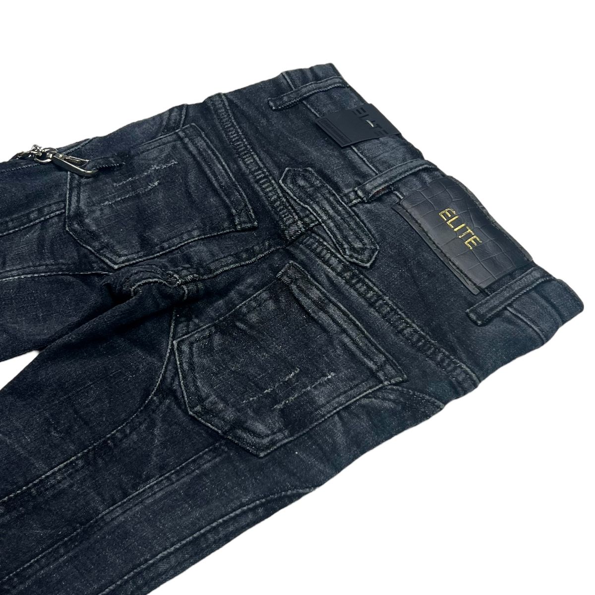 Elite Premium Stone-Line Zipper Kids Jeans Black - Dark Wash