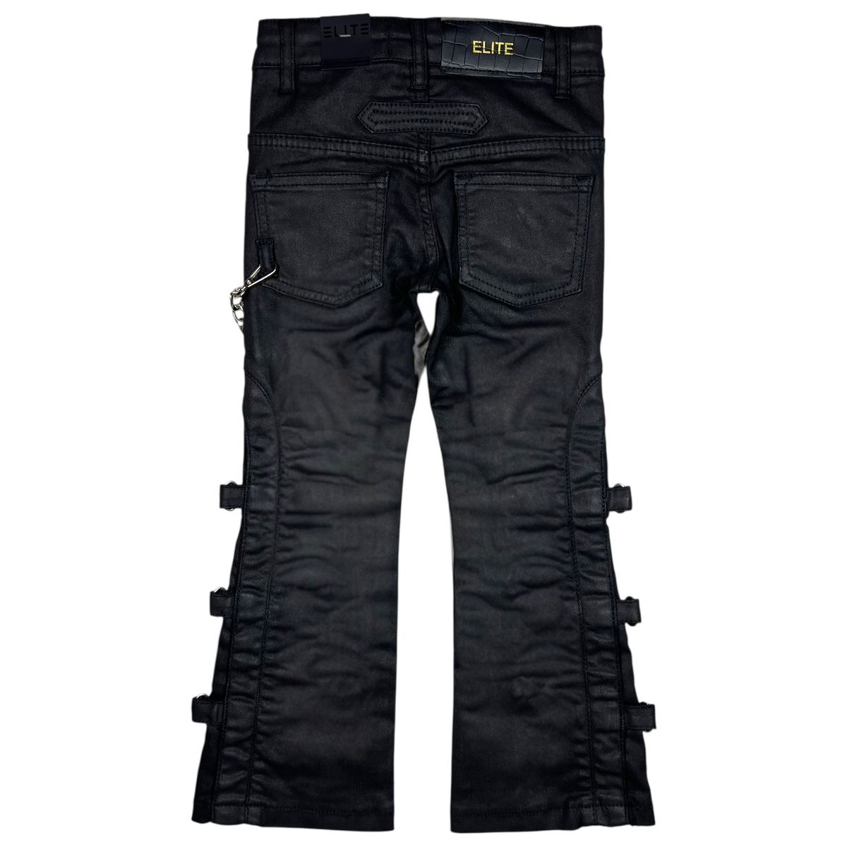 Pearls Buckles Kids Jeans Black Wax