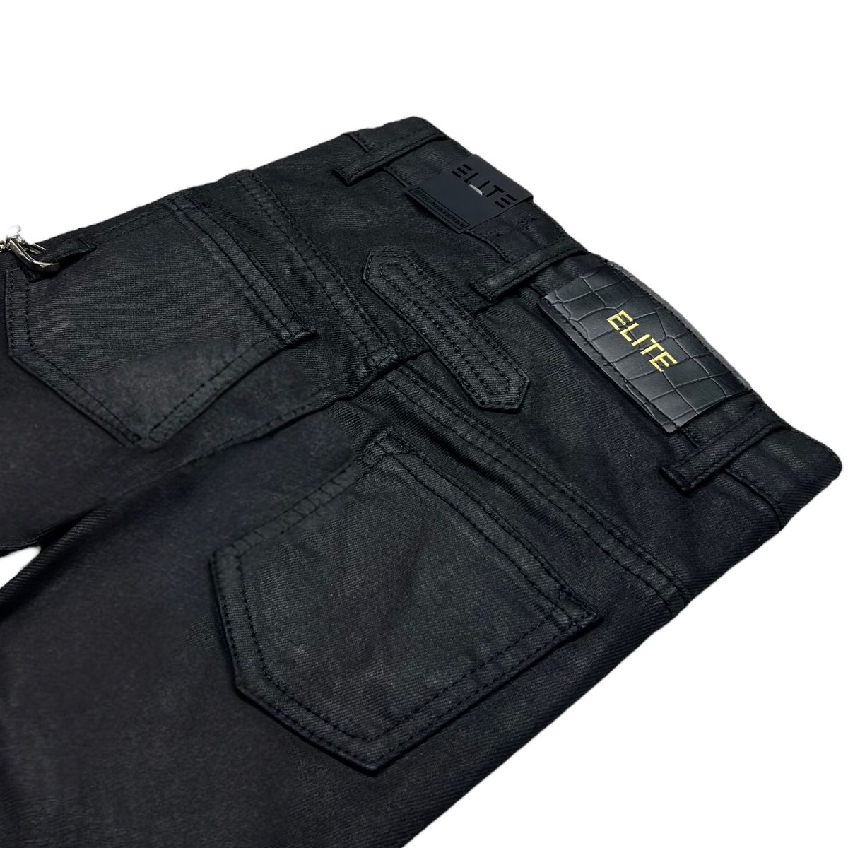 Pearls Buckles Kids Jeans Black Wax