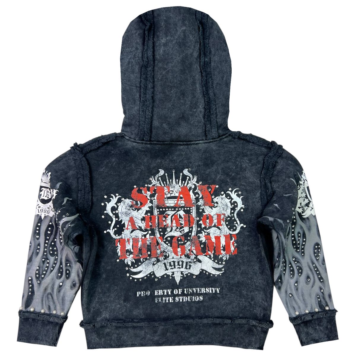 Saints Washed Rhinestone Pearls Youth Hoodie