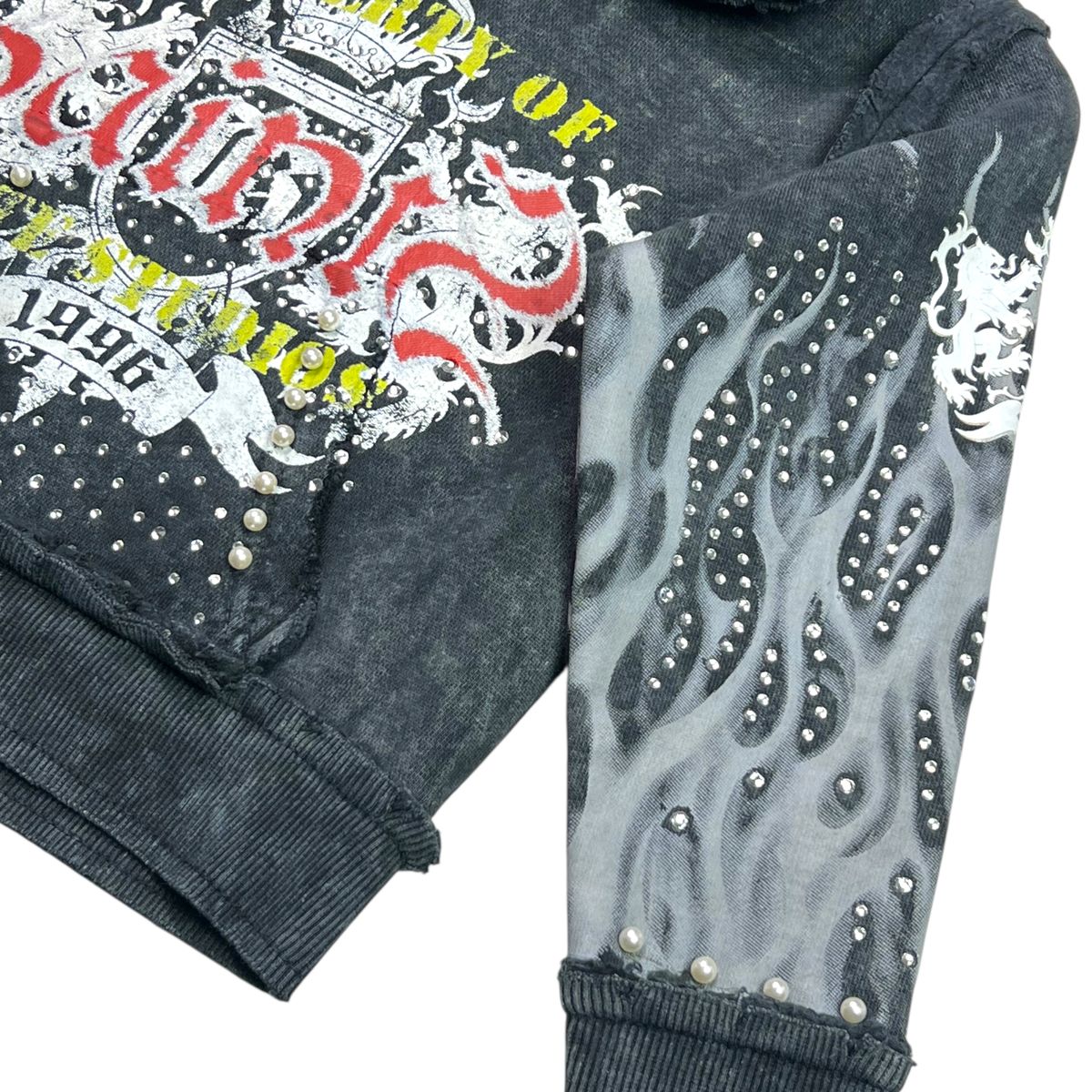 Saints Washed Rhinestone Pearls Youth Hoodie
