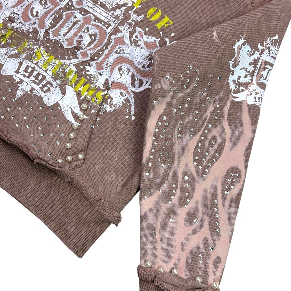 Elite Premium Saints Washed Rhinestone + Pearls Hoodie Kids - Brown