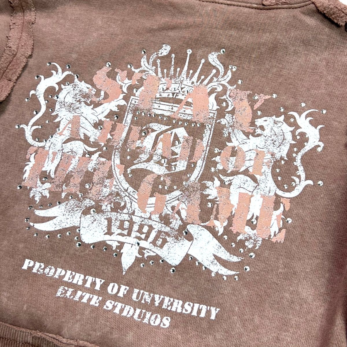 Elite Premium Saints Washed Rhinestone + Pearls Hoodie Kids
