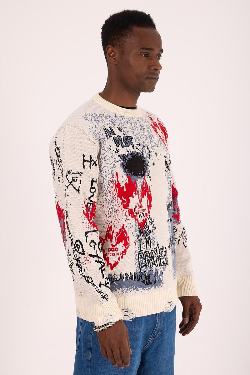 1 In A Million Beige Sweater Men