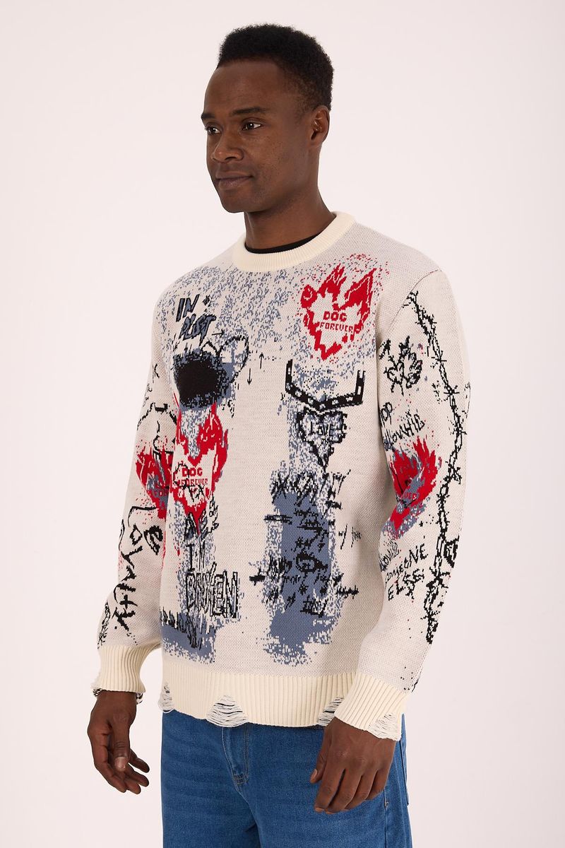 1 In A Million Beige Sweater Men