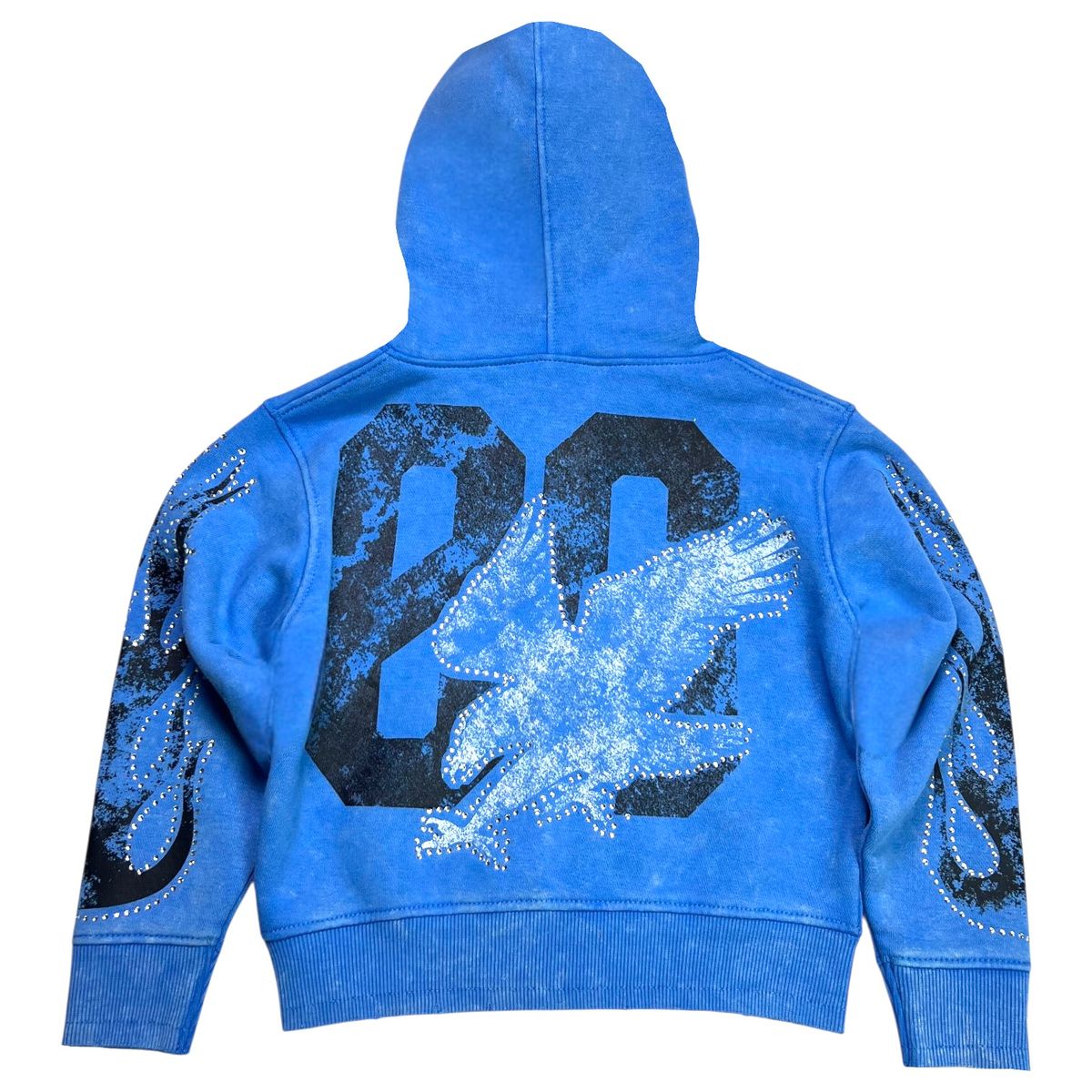 Noble White/Blue Washed Rhinestone Pearls Youth Zip-Up