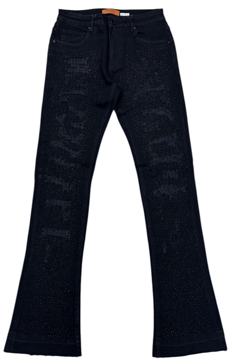 Waimea Stacked Embellished Denim Jeans - Black