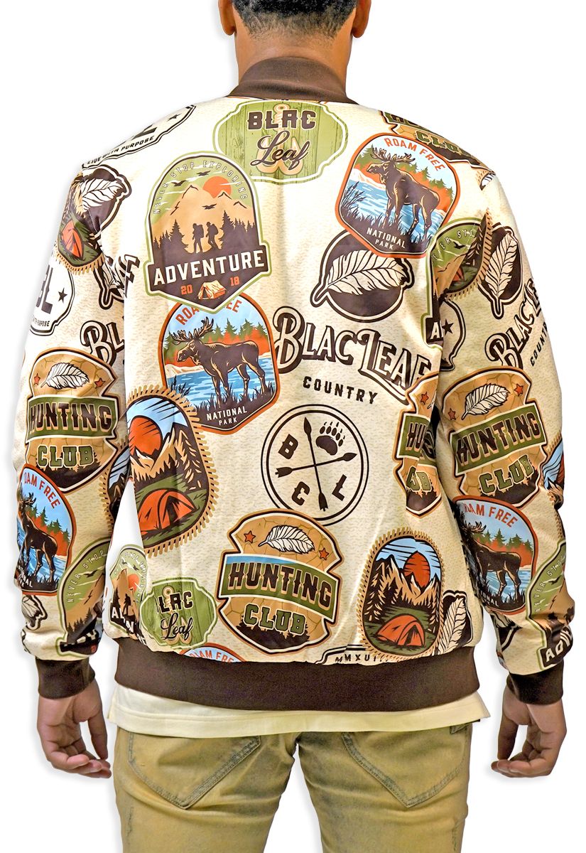 Black Leaf Hunting Club Reversible Bomber Jacket - Multicolor