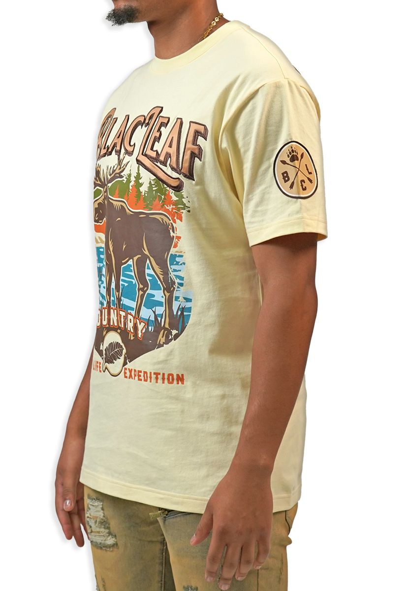 Black Leaf Wildlife Expedition T-Shirt - Beige