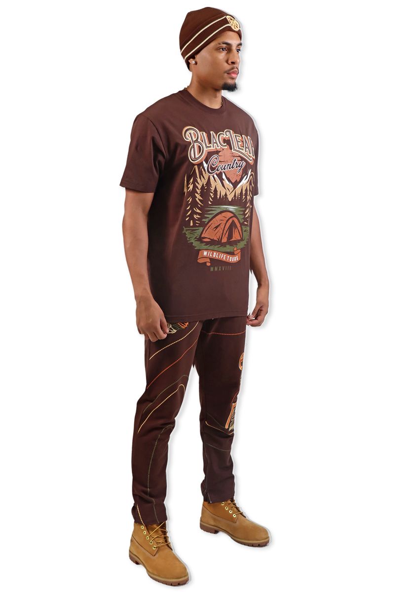 Black Leaf Built Different Sweat Pant - Brown