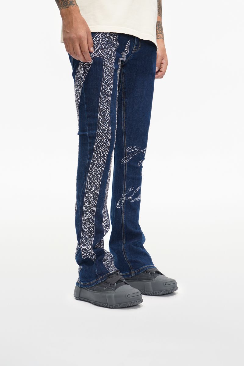 Valabasas Scripted Jeans with Embellished Stripes and Text
