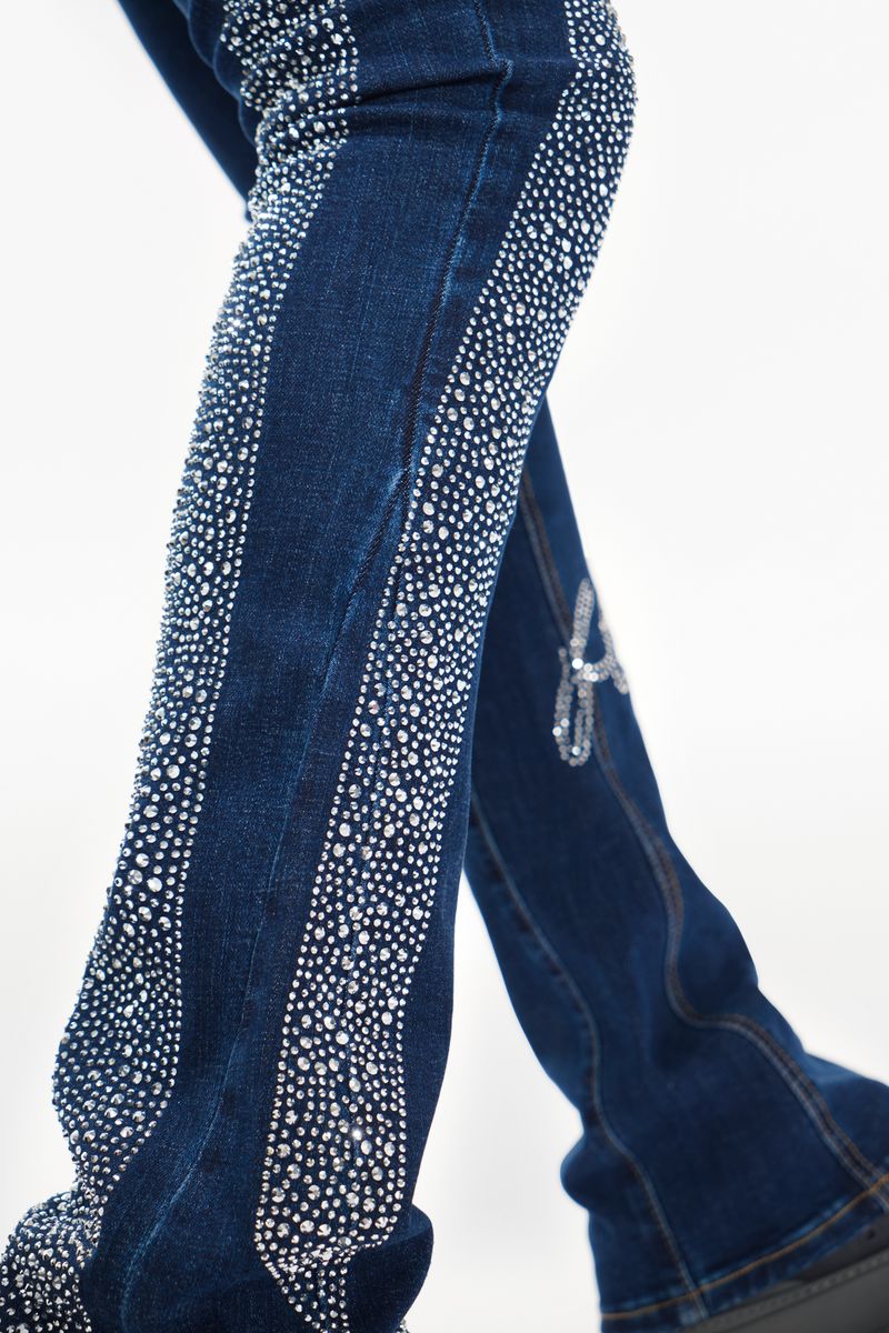 Valabasas Scripted Jeans with Embellished Stripes and Text