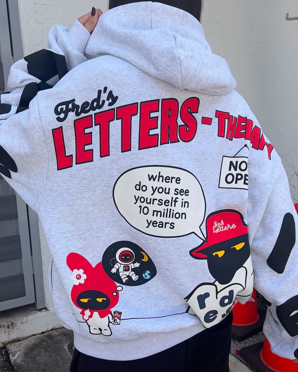 Red Letters Therapy Scattered Hoodie - White