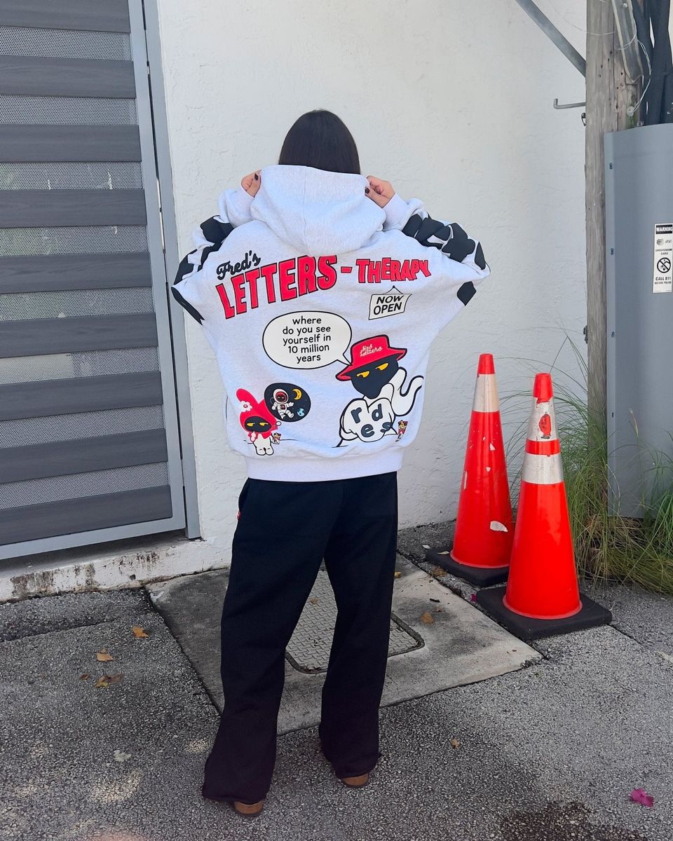 Red Letters Therapy Scattered Hoodie - White