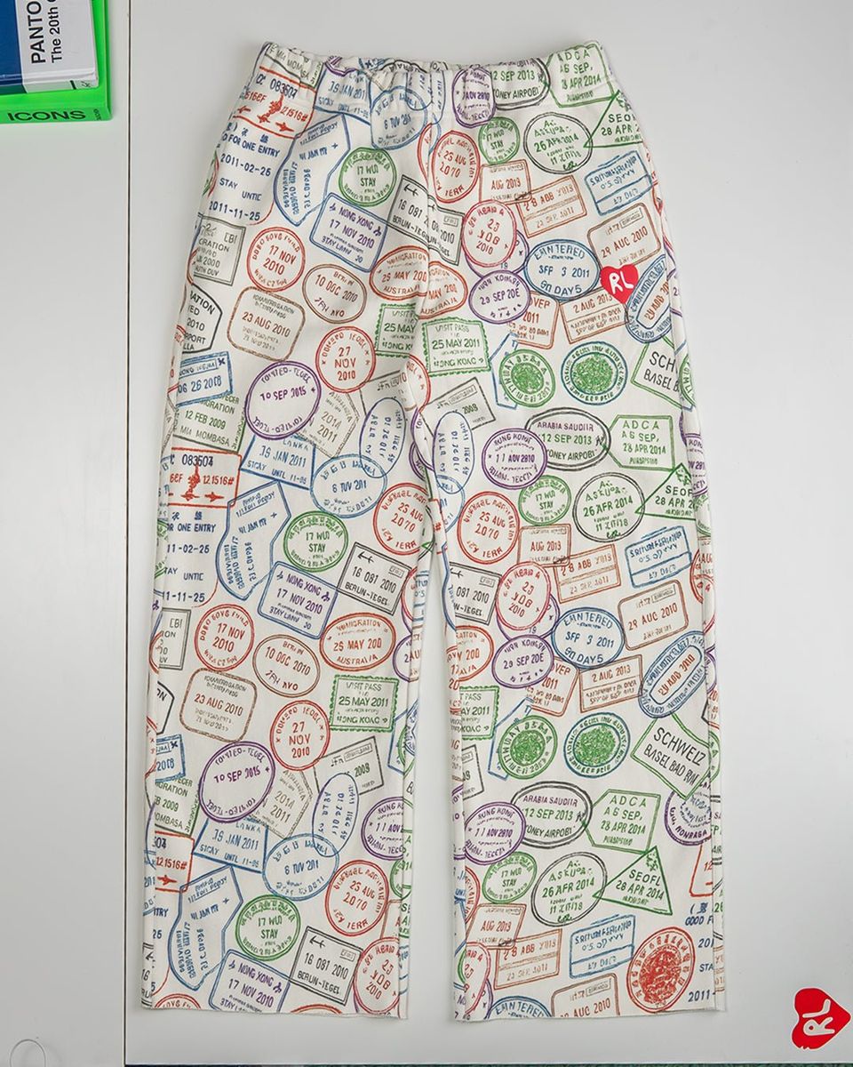 Red Letters Where U Are Men's Pants - White