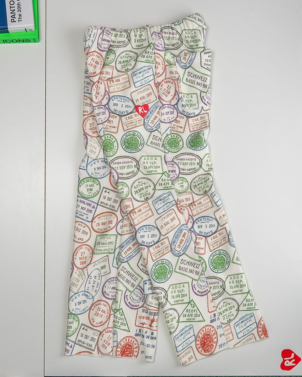 Red Letters Where U Are Men's Pants - White