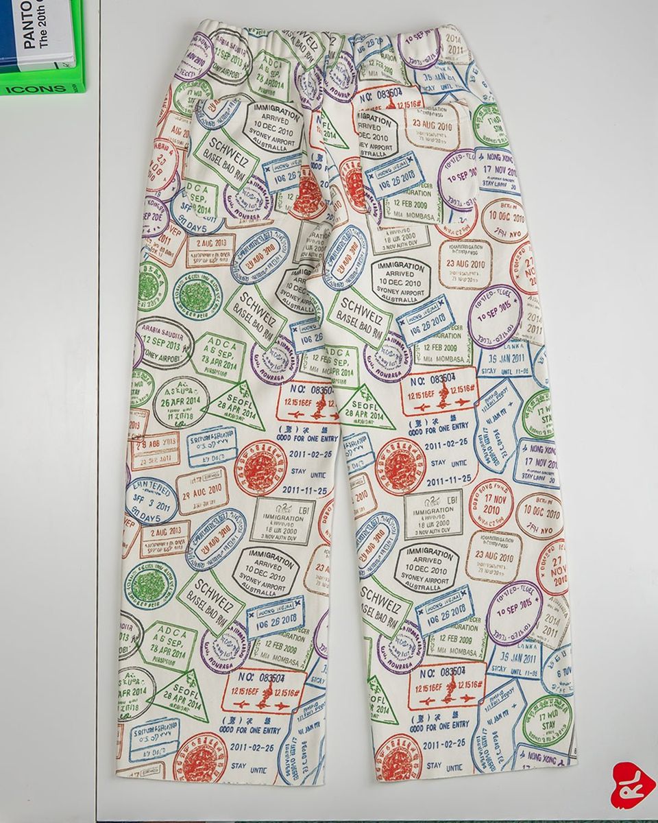 Red Letters Where U Are Men's Pants - White