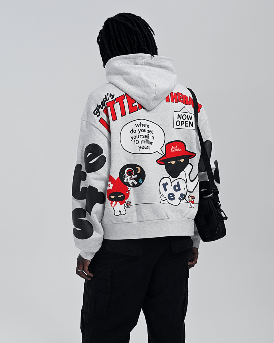 Red Letters Therapy Scattered Hoodie - White