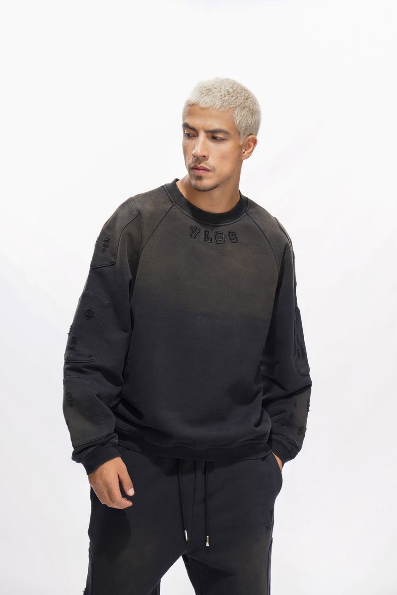 Valabasas Shield Black And Blue Crewneck Men's Sweatshirt - Embroidered Text