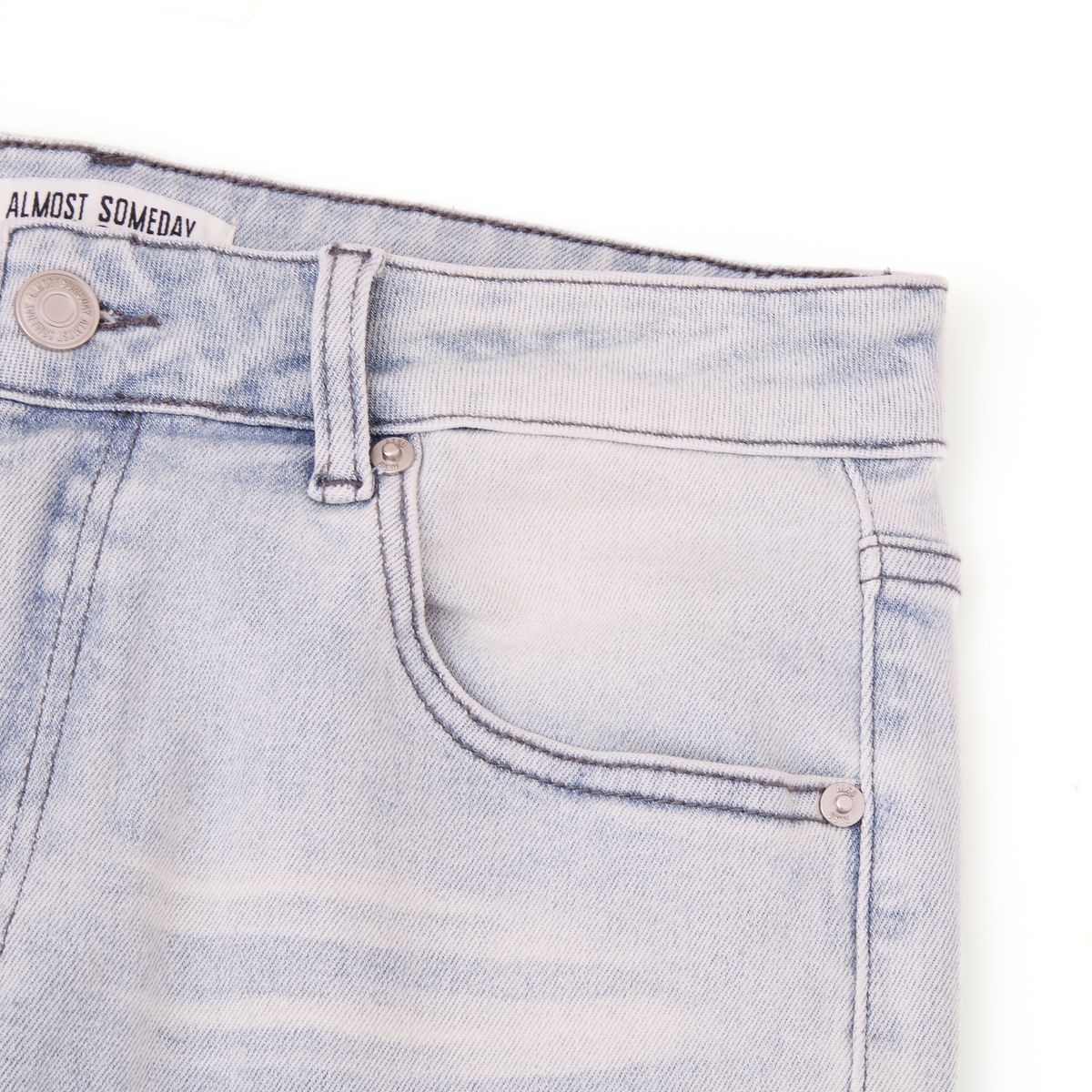 Almost Someday Moto Embossed Jeans - Light Wash