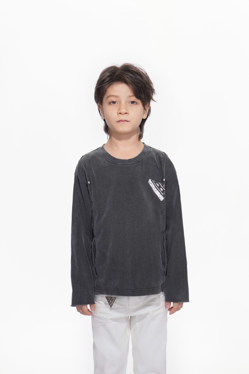 Valabasas Kids Piece Sunfaded Black Tee - Charcoal