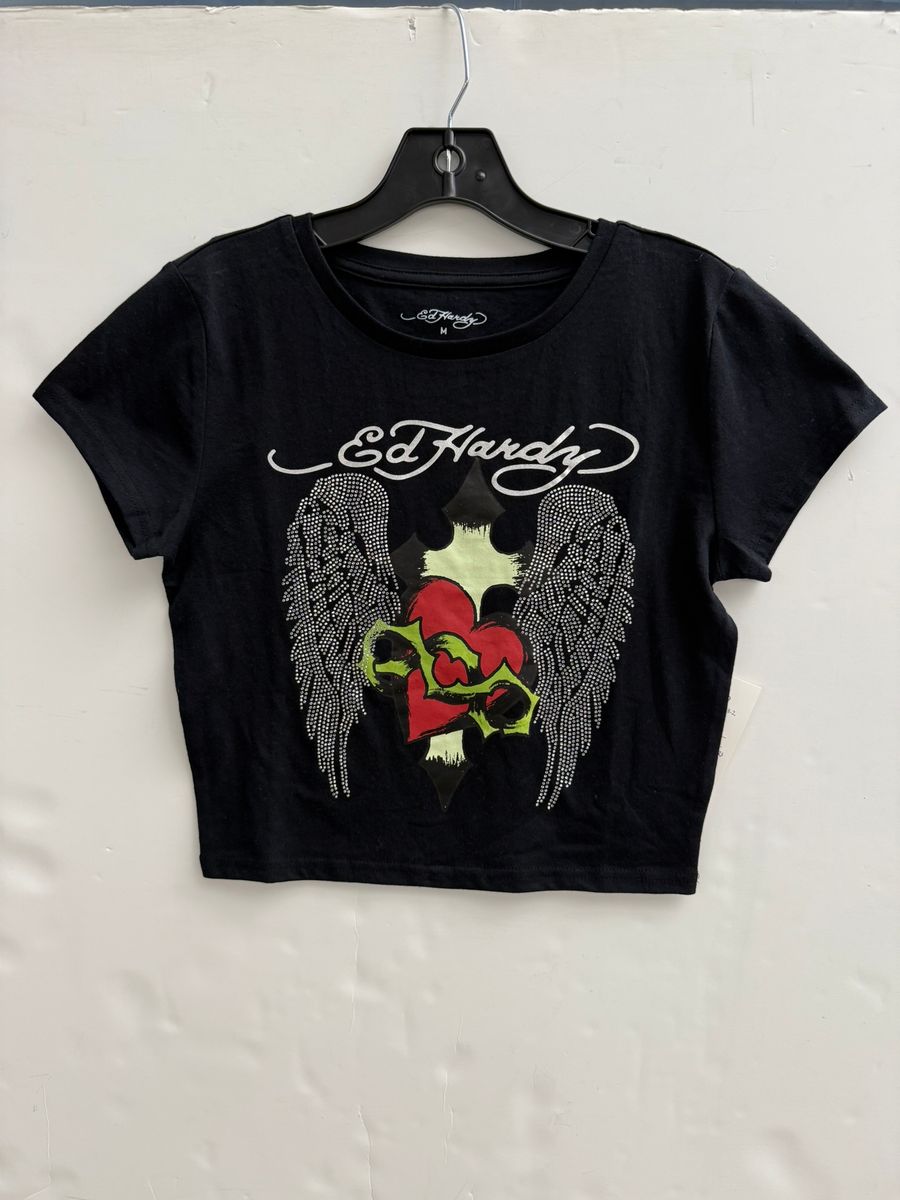 Ed Hardy Sacred Heart Tee - Rhinestone