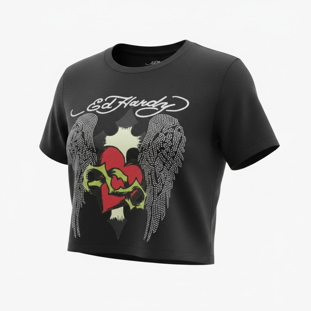 Ed Hardy Sacred Heart Tee - Rhinestone