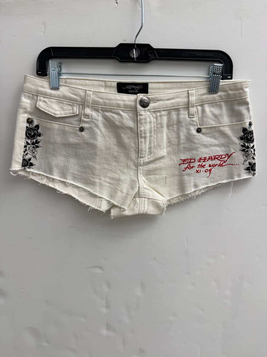 Ed Hardy Horses Shorts - Raw Hem