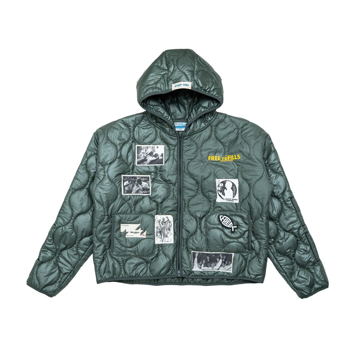 Free Refills Nylon Quilted Zip Jacket - Green