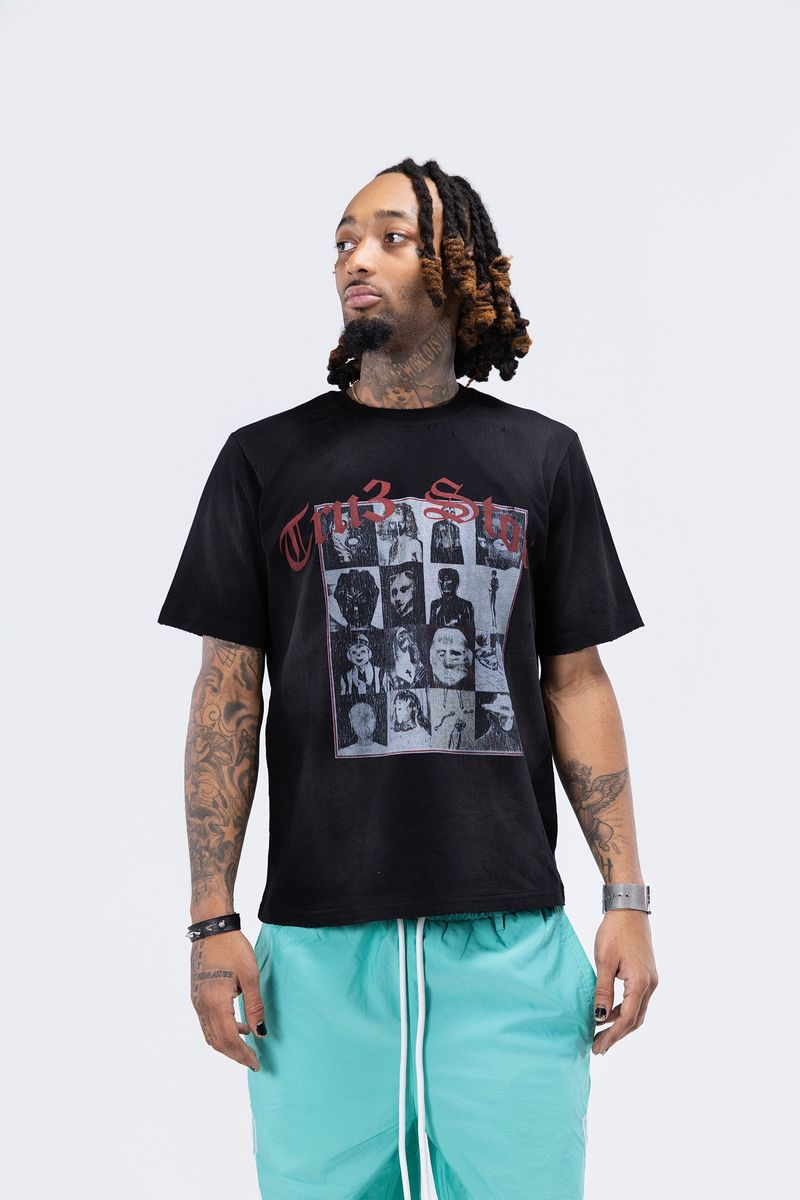 Tru3Stori Many Faces White Tee - Graphic Print