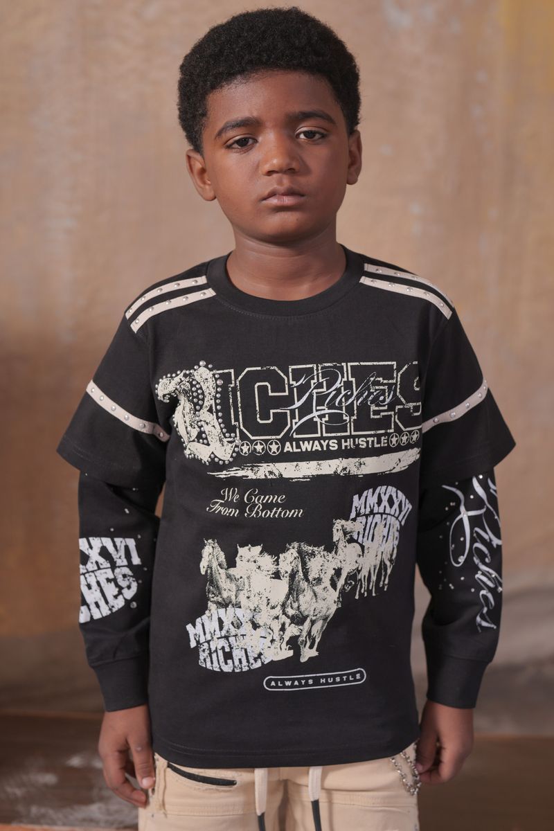 Elite Riches Thermal Tee Kids T-Shirt - Black