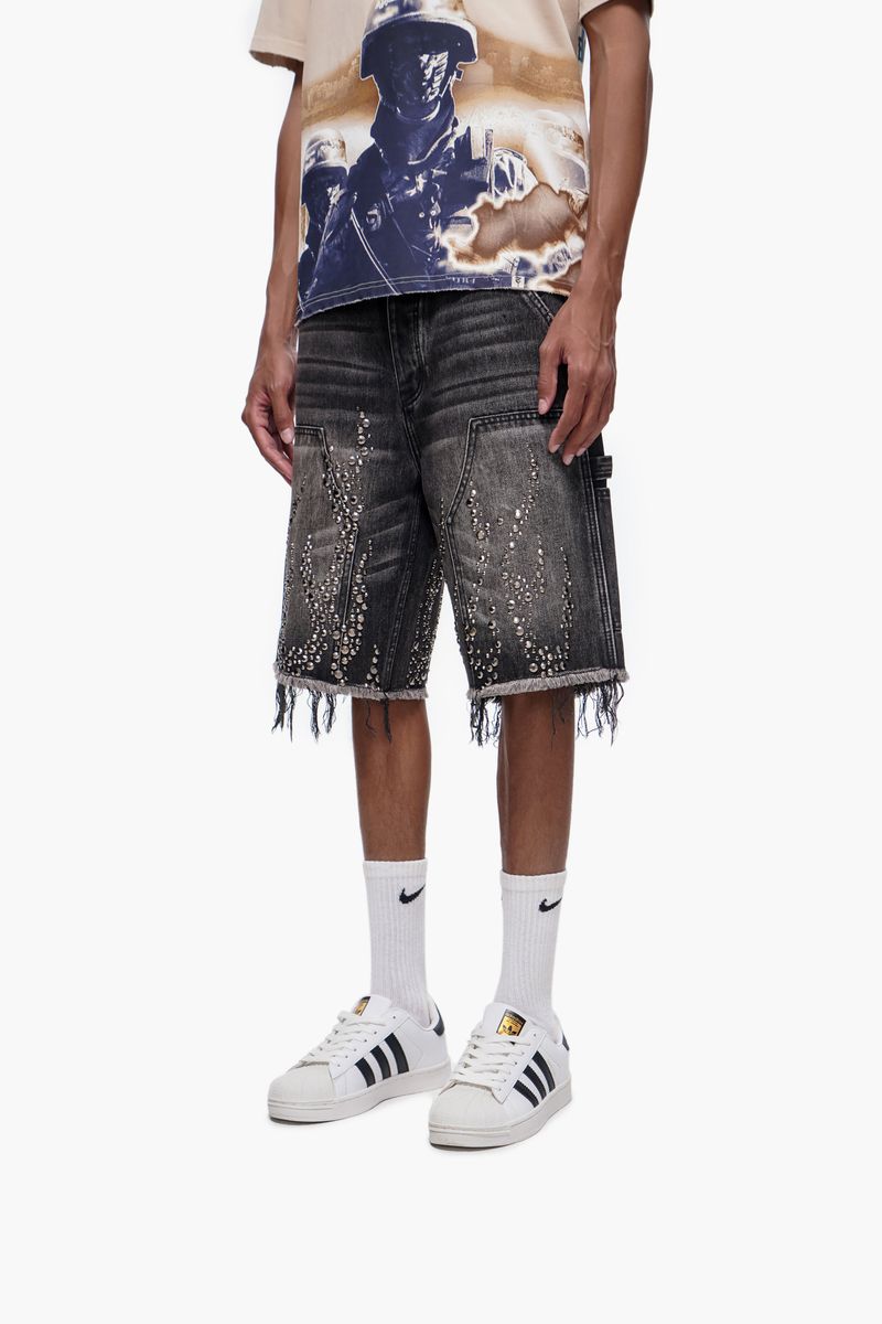 Trnchs Patch Denim Shorts - Distressed