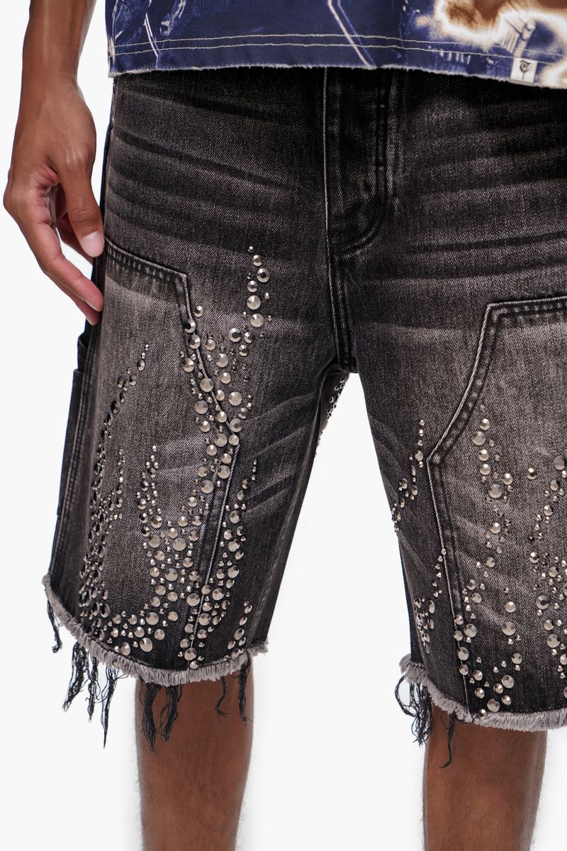Trnchs Patch Denim Shorts - Distressed