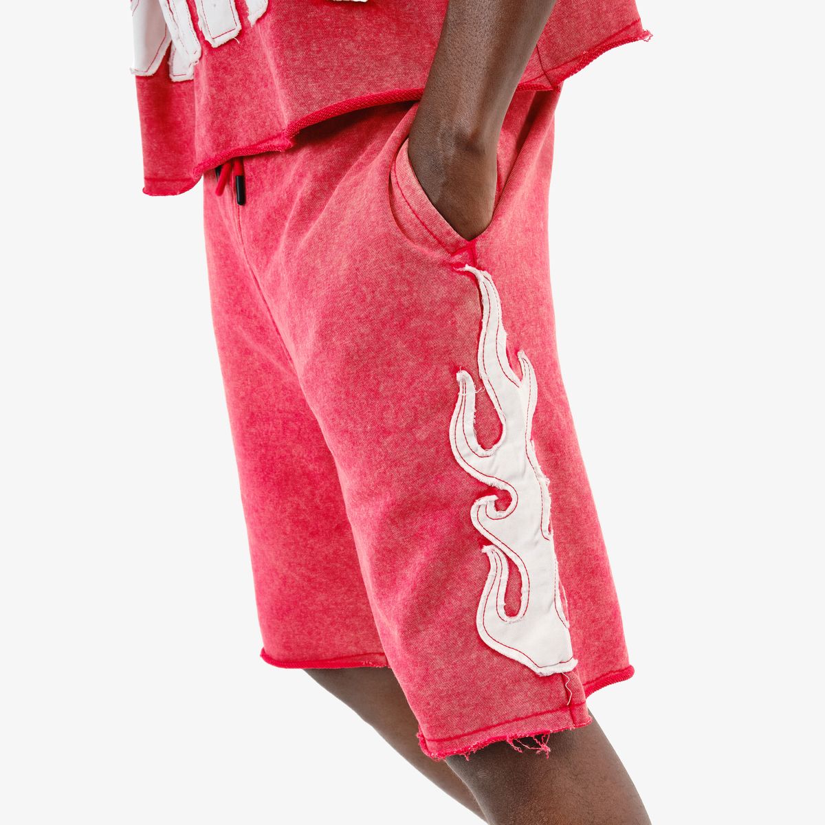 Copper Rivet Flame Shorts - Raw Hem