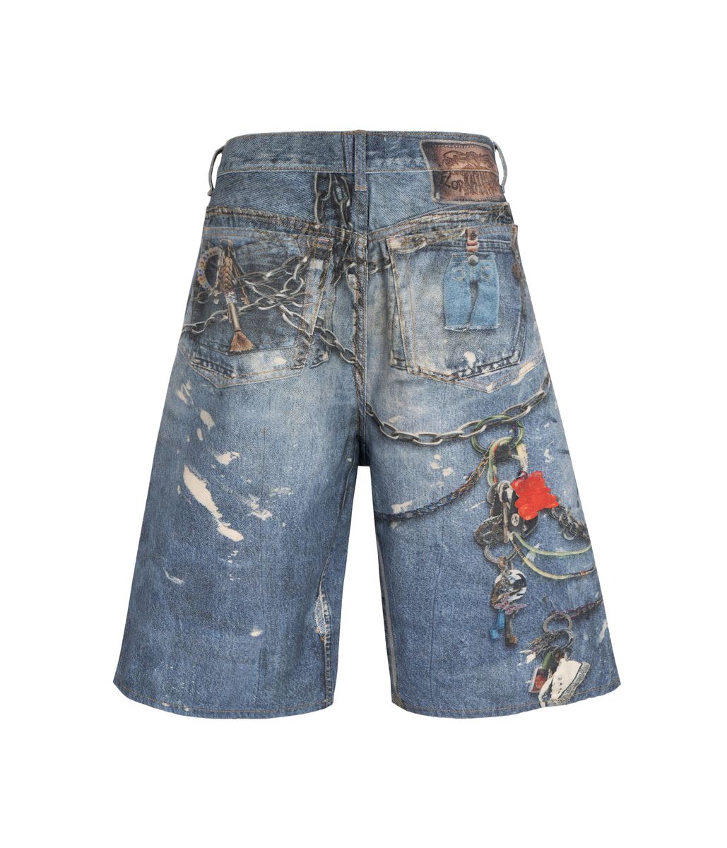 Undeveloped Chain Denim Shorts - Sandblast Wash