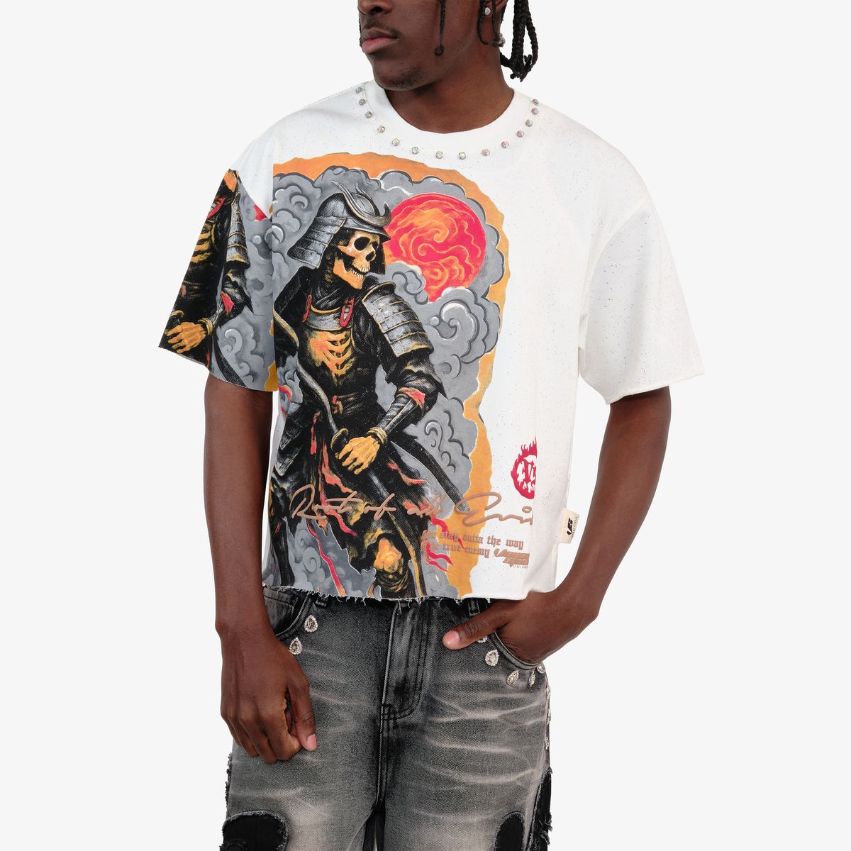 Copper Rivet Samurai T-Shirt - Rhinestone