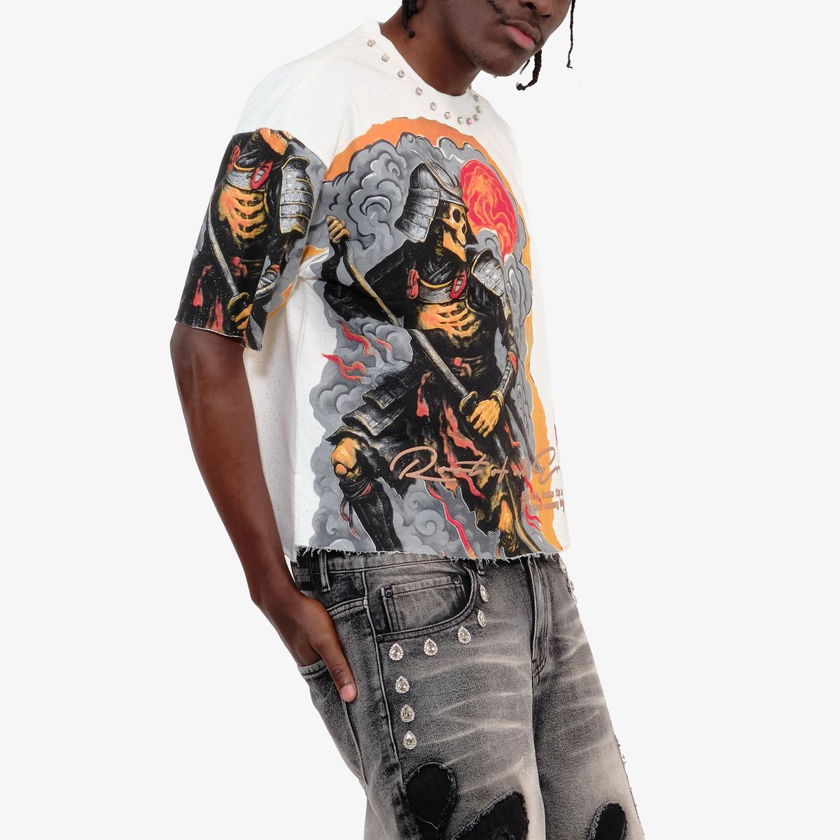 Copper Rivet Samurai T-Shirt - Rhinestone