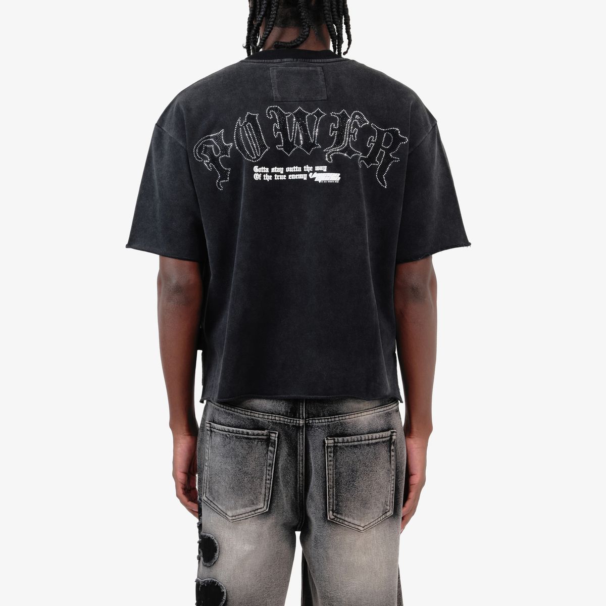 Copper Rivet Skull Football Tee - Raw Hem