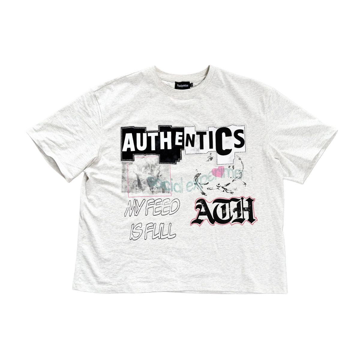 Authentics Feed Is Full Tee T-Shirt - Gray