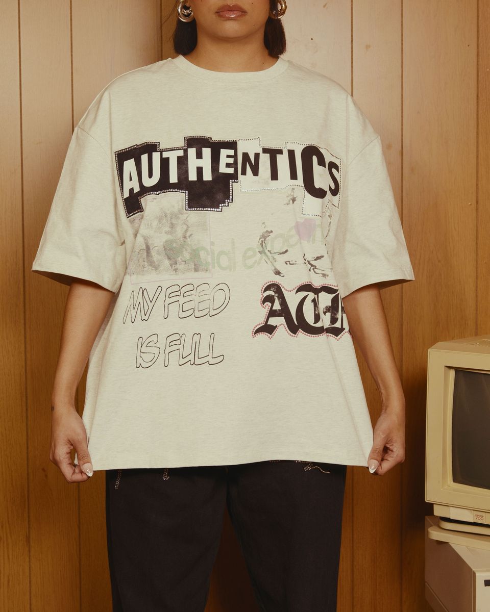 Authentics Feed Is Full Tee T-Shirt - Gray