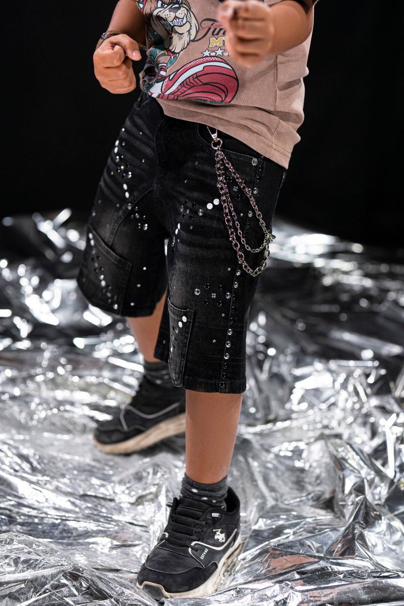 Elite Premium Movie Star Kids Shorts - Rip and Repair Black