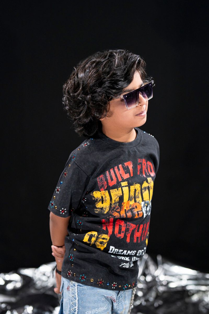 Elite Premium Built From Nothing Kids T-Shirt - Rhinestone
