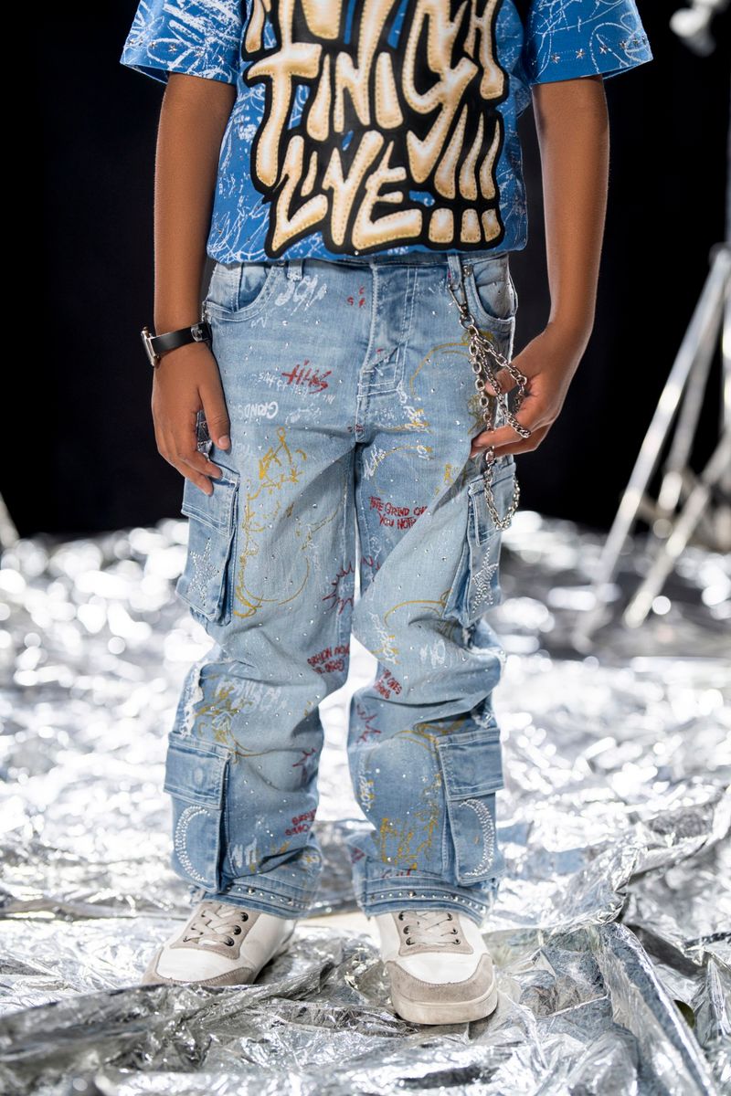 Elite Premium Graffiti Kids Denim Blue
