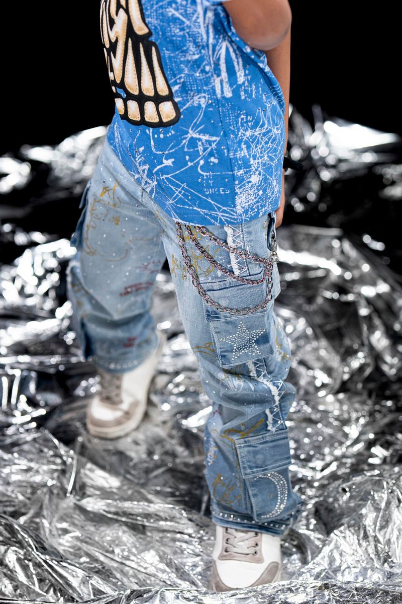 Elite Premium Graffiti Jeans - Light Blue