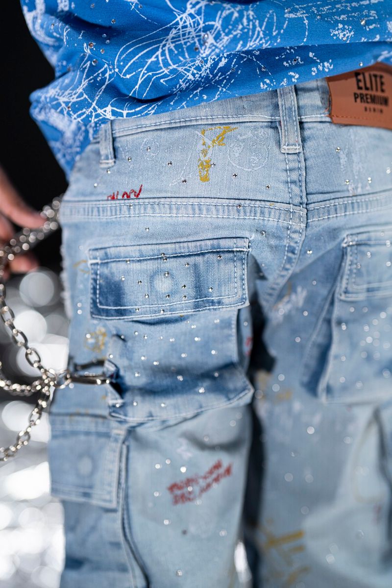Elite Premium Graffiti Jeans - Light Blue