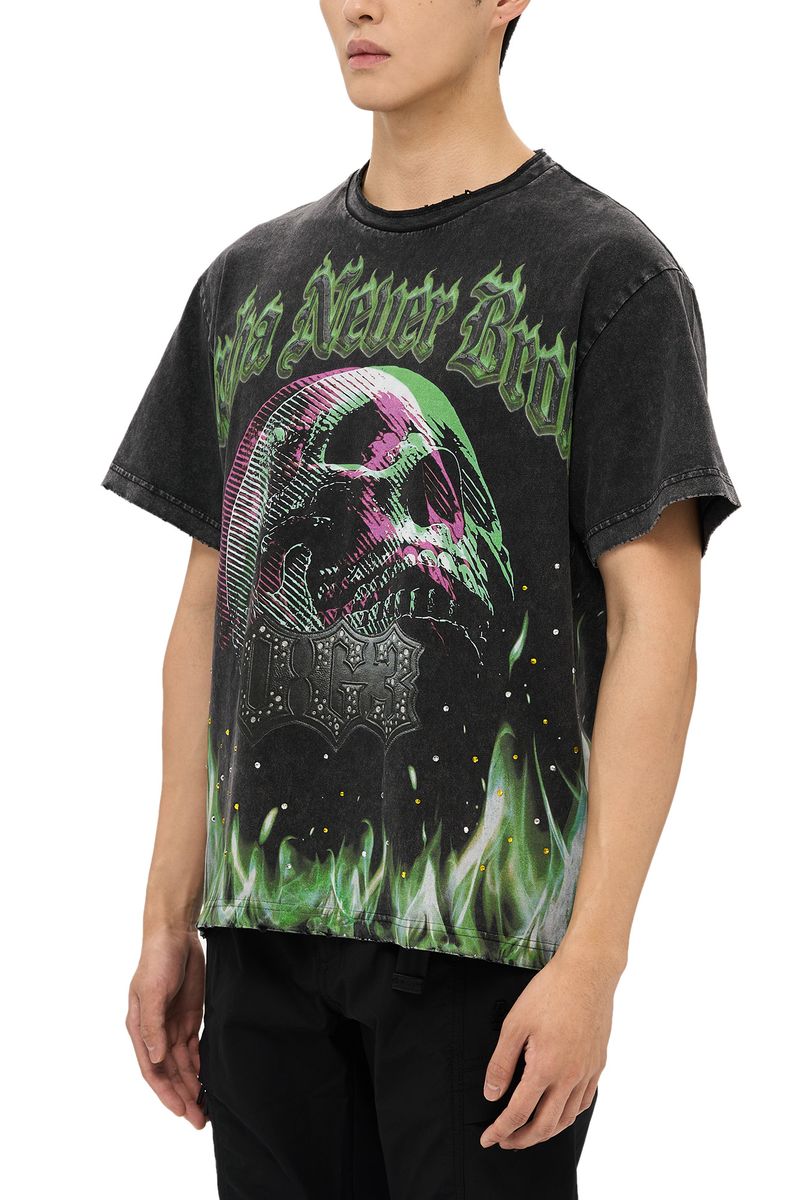 Alpha Style Skull & Fire T-Shirt - Graphic