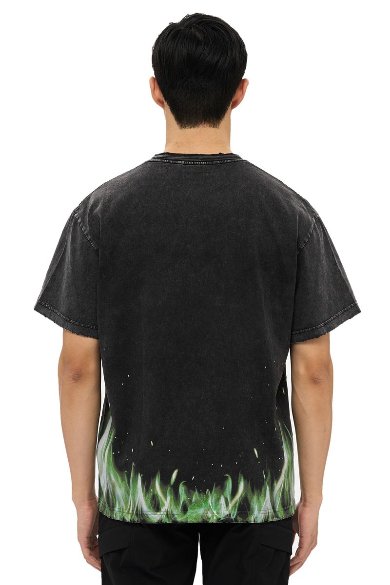 Alpha Style Skull & Fire T-Shirt - Graphic