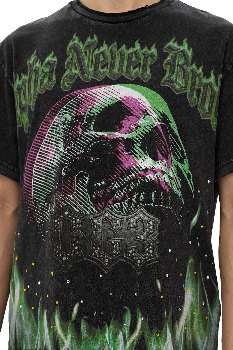 Alpha Style Skull & Fire T-Shirt - Graphic