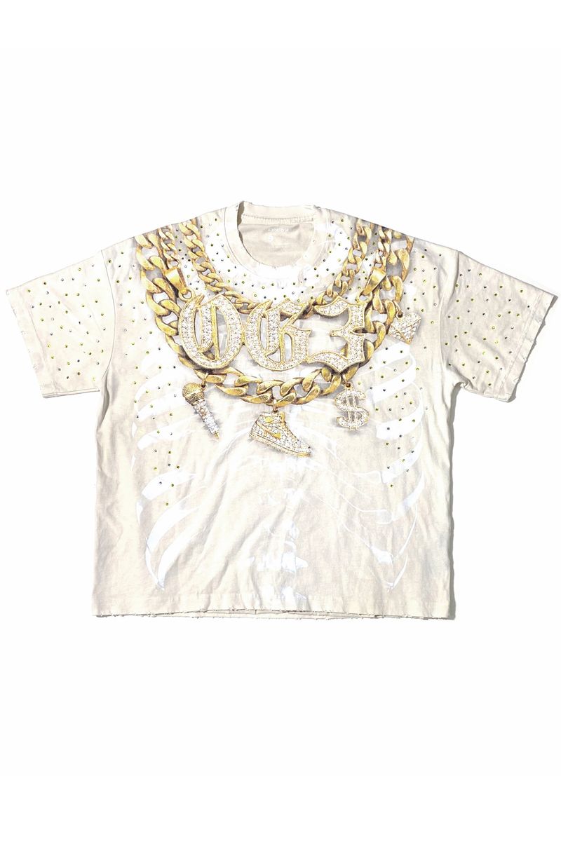 Alpha Style Chain Skeleton T-Shirt - Slashed Back